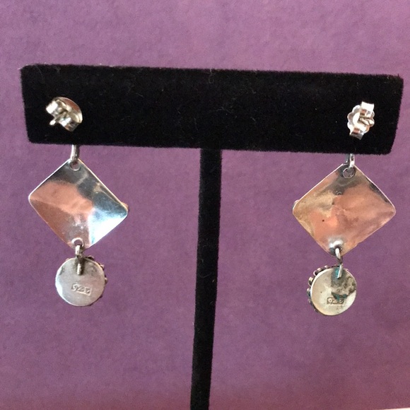 Pretty Sterling Silver Earrings w/Stones - Picture 2 of 4